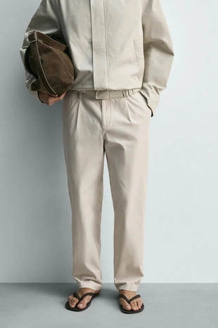 Брюки Straight Fit со складками- Заказать в России