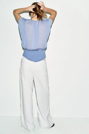 Комбинированный топ из жоржета- Заказать в России