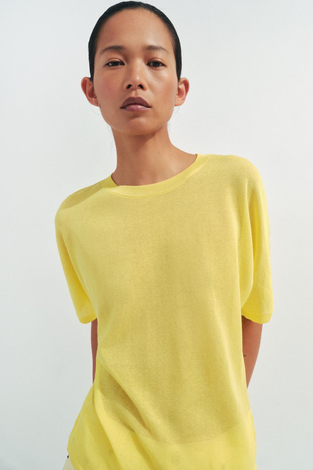 ТОП ИЗ ТОНКОГО ТРИКОТАЖА С КОРОТКИМИ РУКАВАМИ