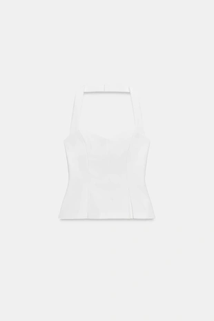 Топ с горловиной халтер со складками- Заказать в России