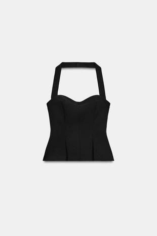 Топ с горловиной халтер со сборками- Заказать в России