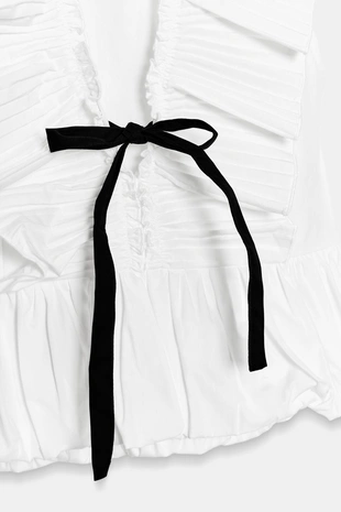Топ с плиссированным воланом и бантом- Заказать в России