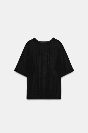 Топ из тонкого трикотажа с коротким рукавом- Заказать в России