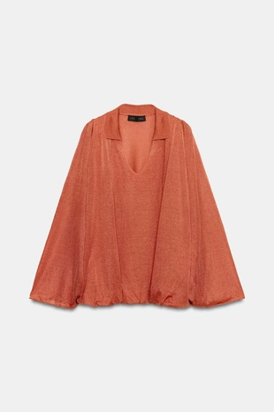 Трикотажный топ с воротником поло- Заказать в России