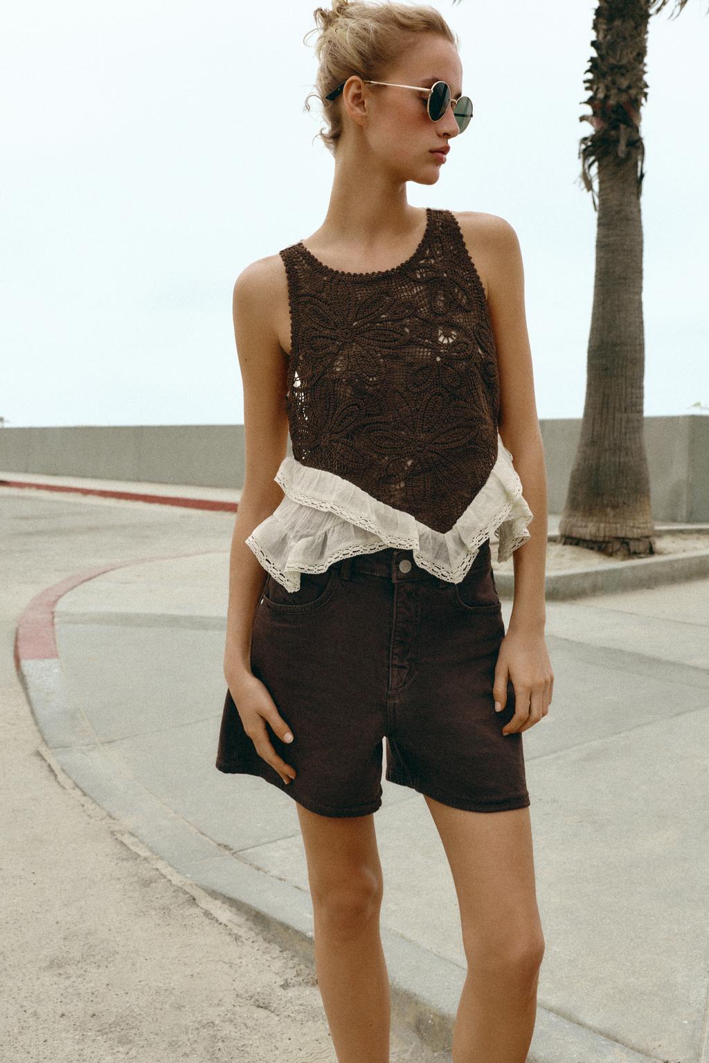 ТОП ИЗ КРУЖЕВА КРОШЕ С КОНТРАСТНЫМИ ДЕТАЛЯМИ