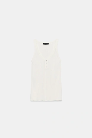 Трикотажный топ с круглым вырезом- Заказать в России