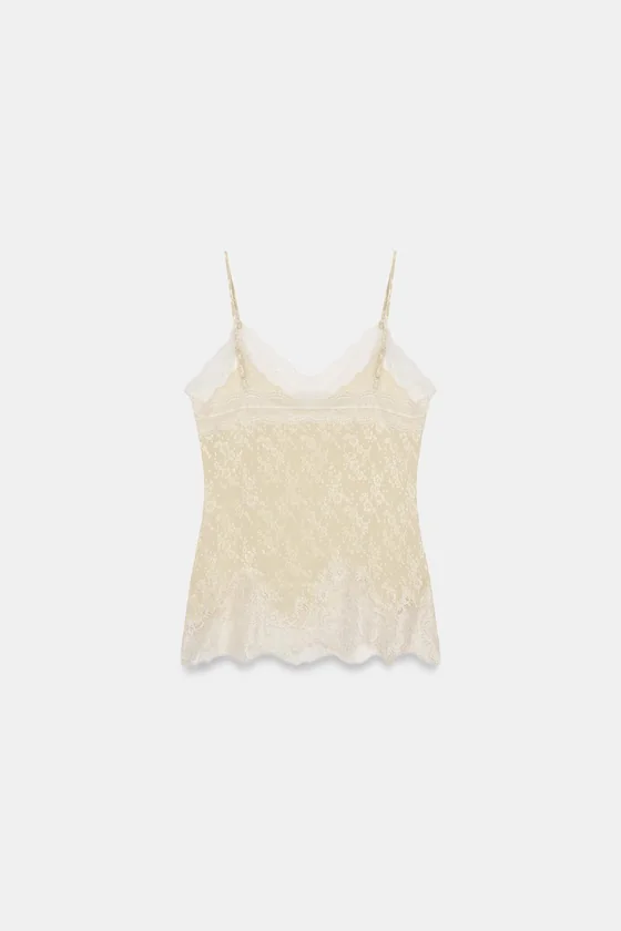 ЖАККАРДОВЫЙ ТОП С КРУЖЕВОМ — коллекция Zara «ZW»