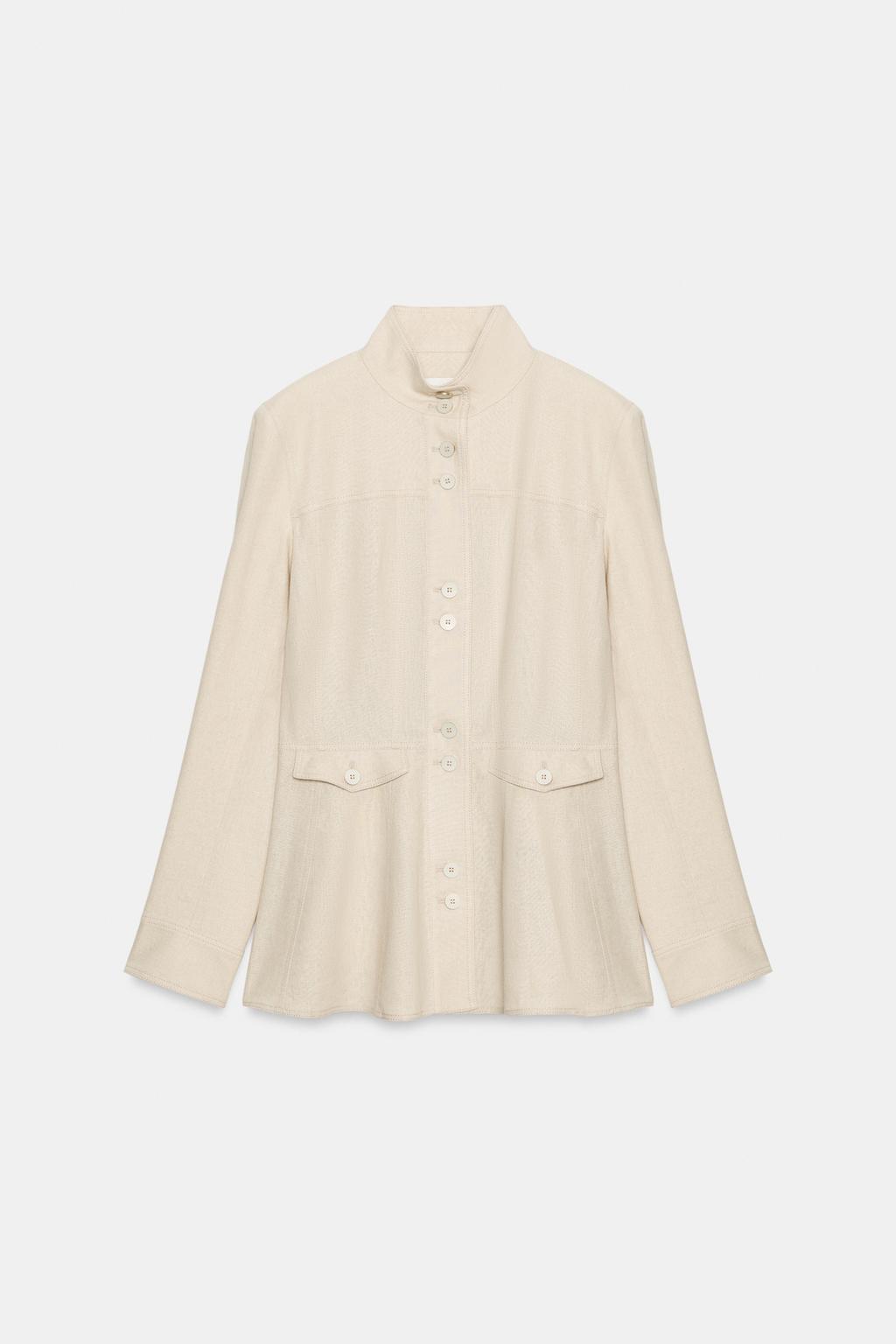 ПРИТАЛЕННЫЙ ЖАКЕТ ИЗ ЛЬНА С ПОДПЛЕЧНИКАМИ