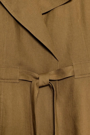 Тренч из льна с ремнем