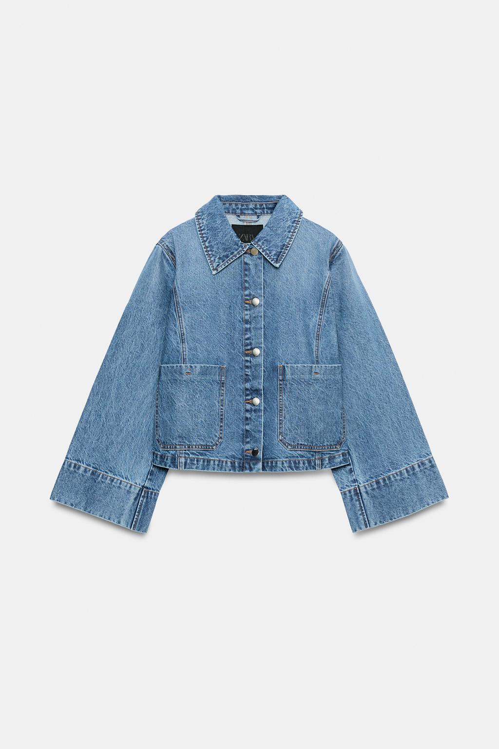 suiページ Zara Укороченная джинсовая куртка z1975 - Цвет выцветший синий