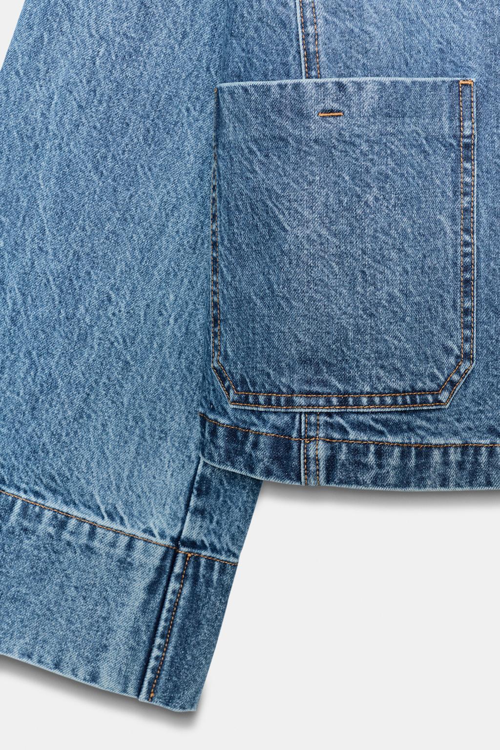 Zara Укороченная джинсовая куртка z1975 - Цвет выцветший синий