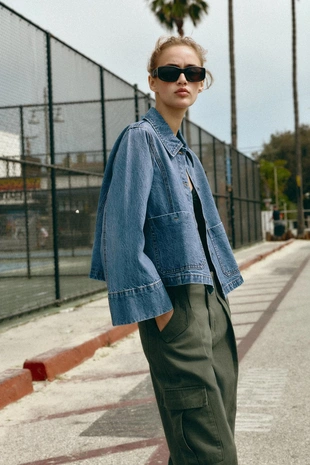 Укороченная джинсовая куртка Z1975- Заказать в России