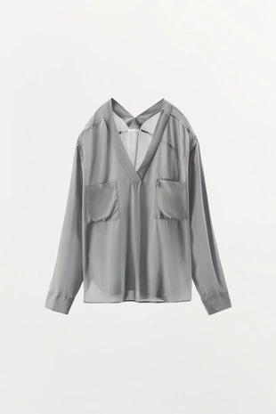 Рубашка в пижамном стиле из 100% вискозы с карманами- Заказать в России