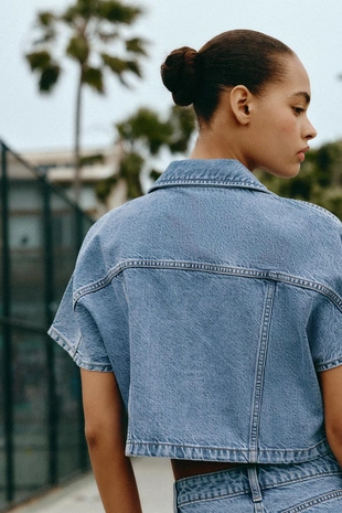 Укороченная джинсовая рубашка Z1975- Заказать в России