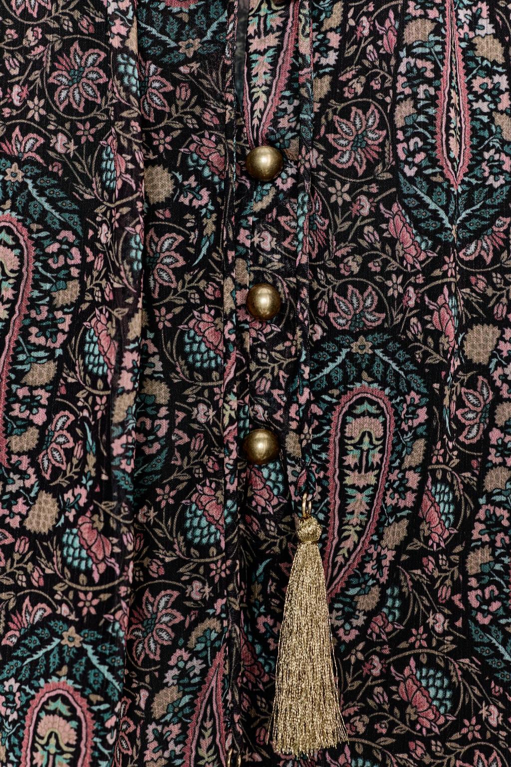 БЛУЗА ИЗ ПОЛУПРОЗРАЧНОЙ ТКАНИ С ПРИНТОМ