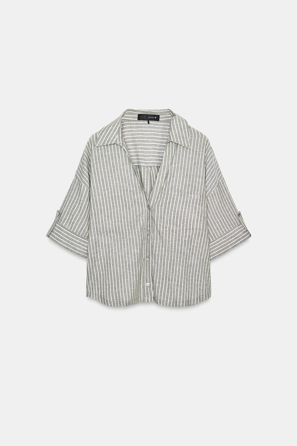 РУБАШКА В ПОЛОСКУ ИЗ СМЕСОВОГО ЛЬНА