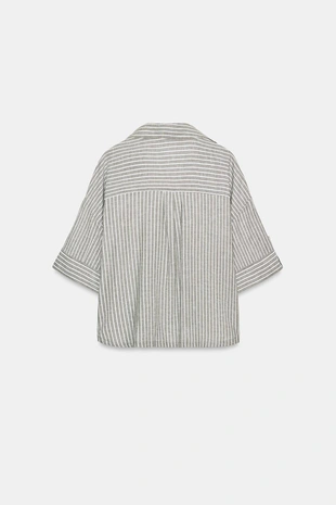 Рубашка в полоску из смесового льна- Заказать в России