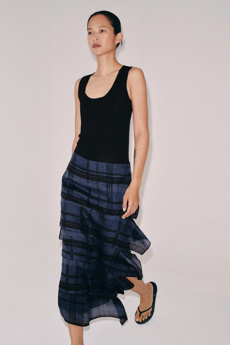 Юбка-миди из коллекции zw из рамие в клетку