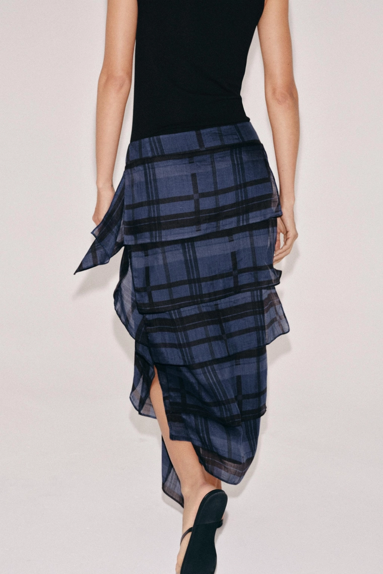 Юбка-миди из коллекции zw из рамие в клетку
