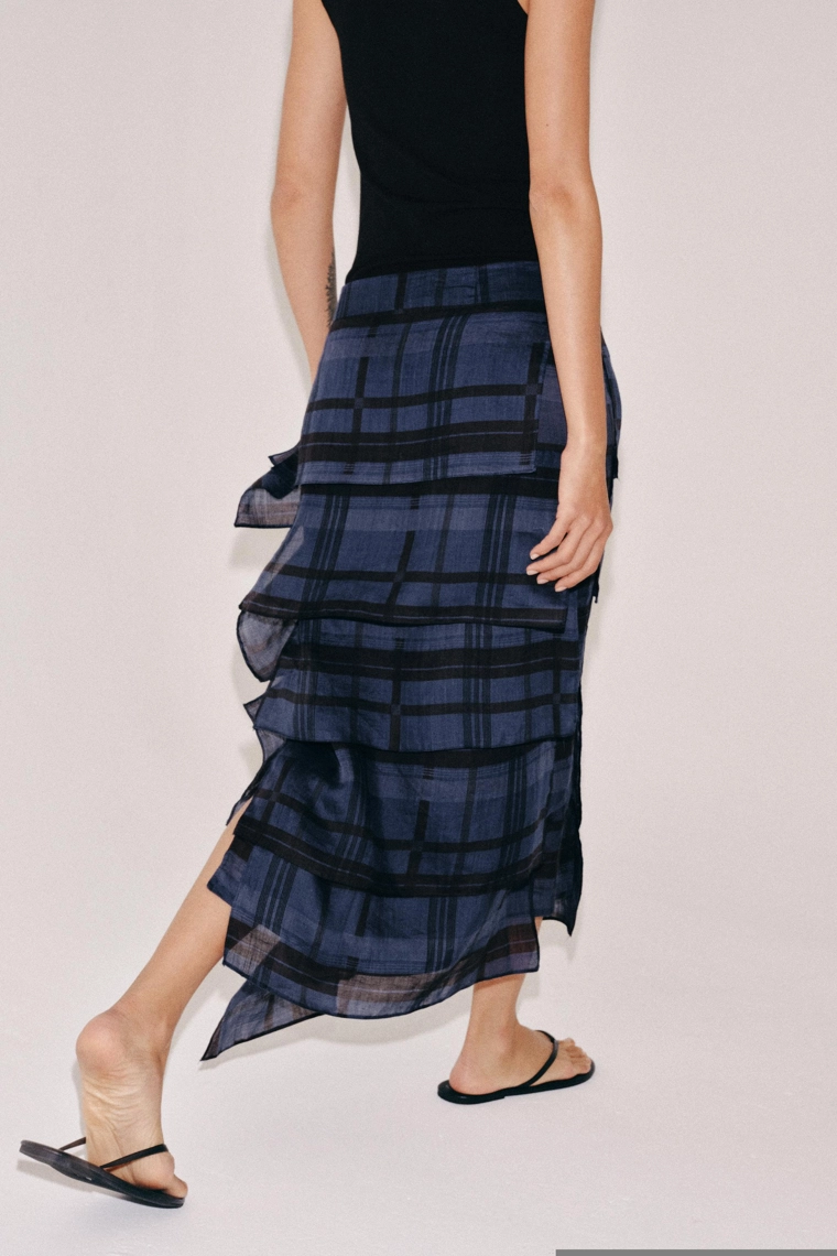 Юбка-миди из коллекции zw из рамие в клетку