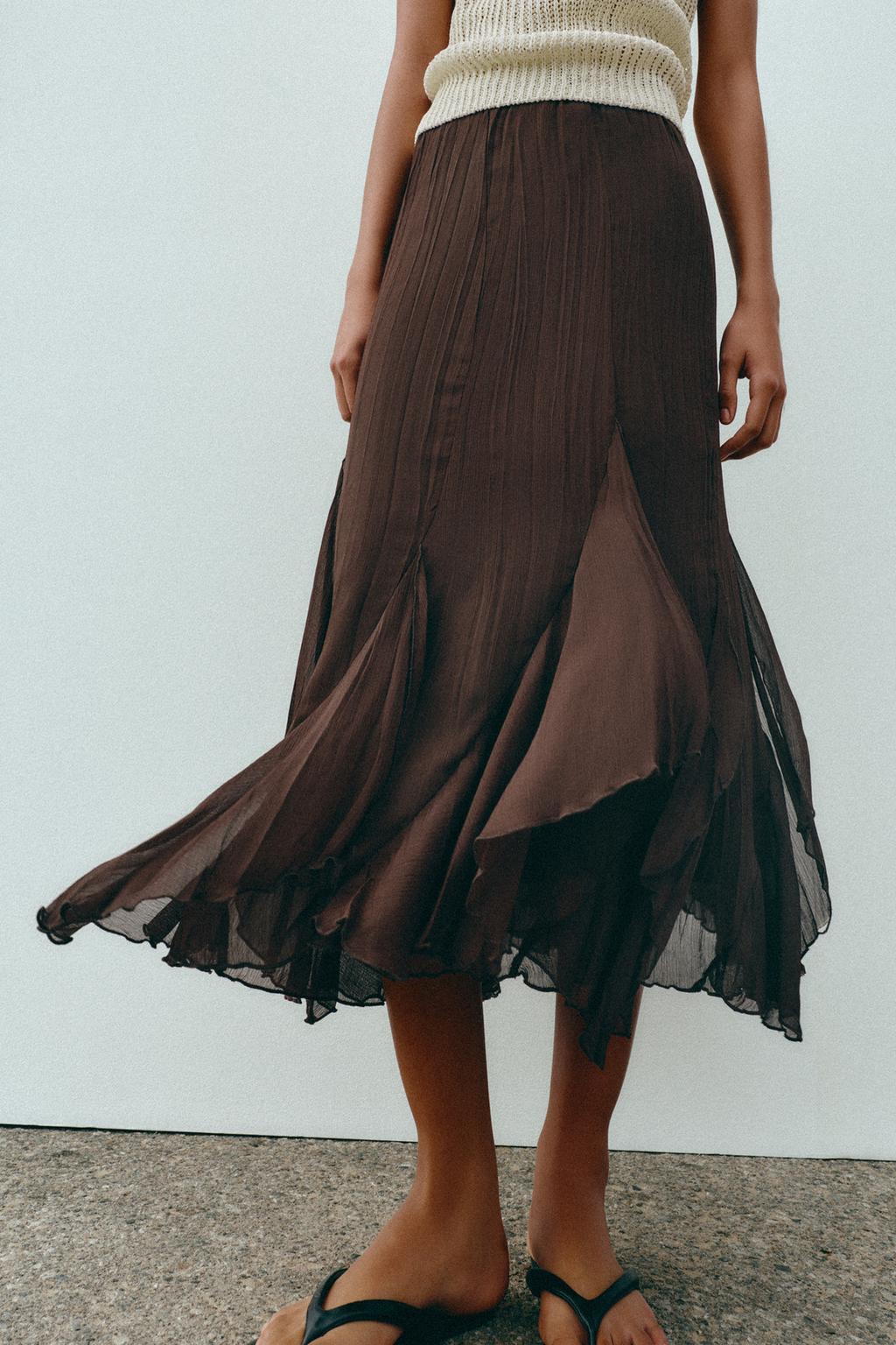 ЮБКА МИДИ С ВОЛАНАМИ И КРУЖЕВОМ