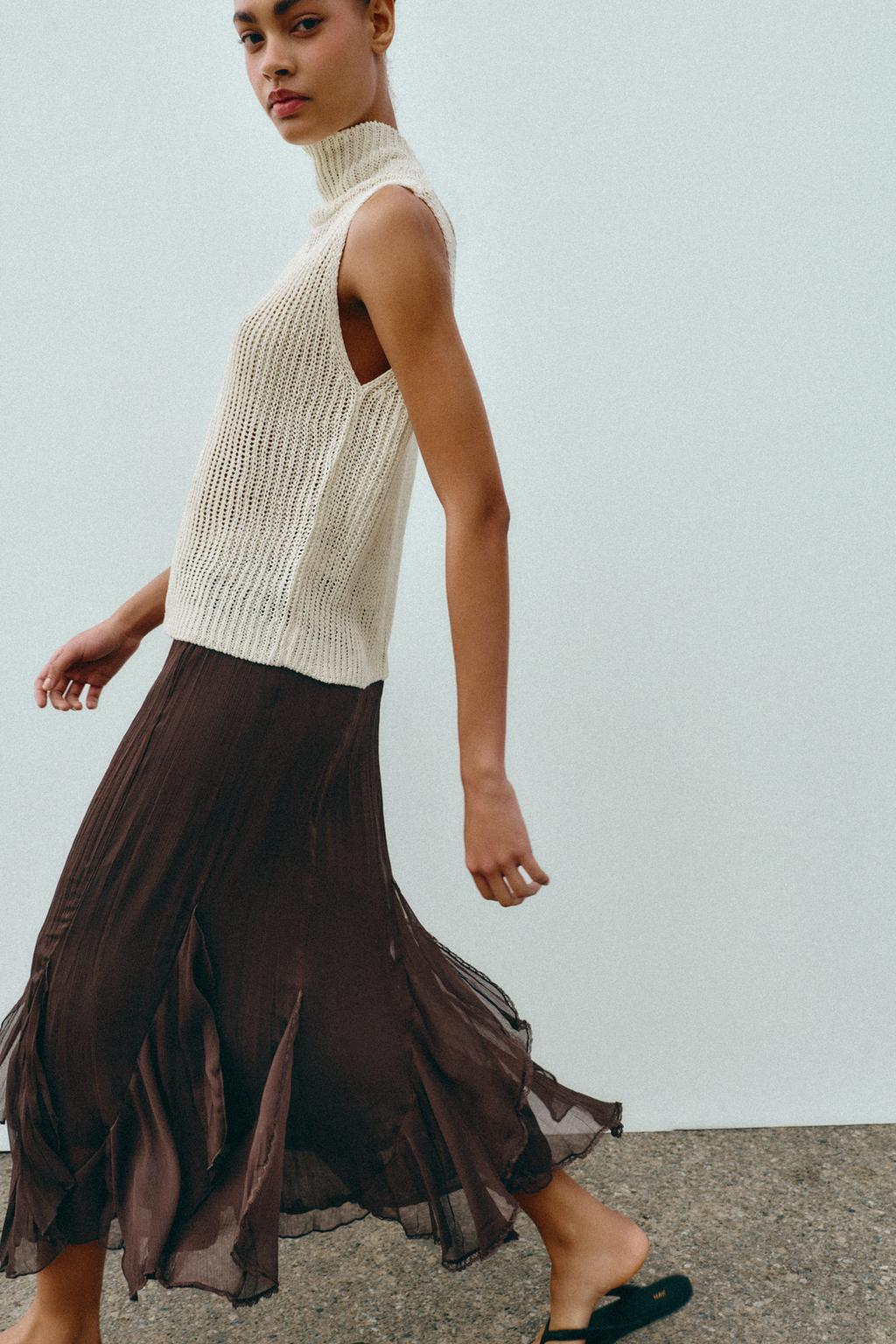 ЮБКА МИДИ С ВОЛАНАМИ И КРУЖЕВОМ