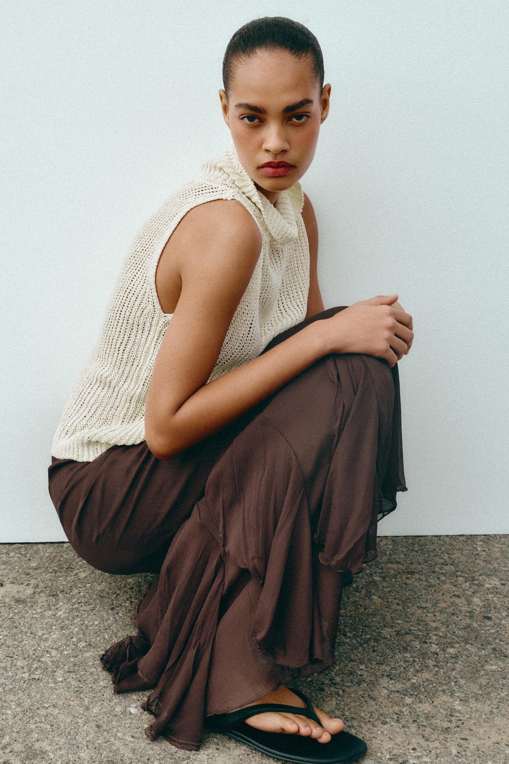 ЮБКА МИДИ С ВОЛАНАМИ И КРУЖЕВОМ