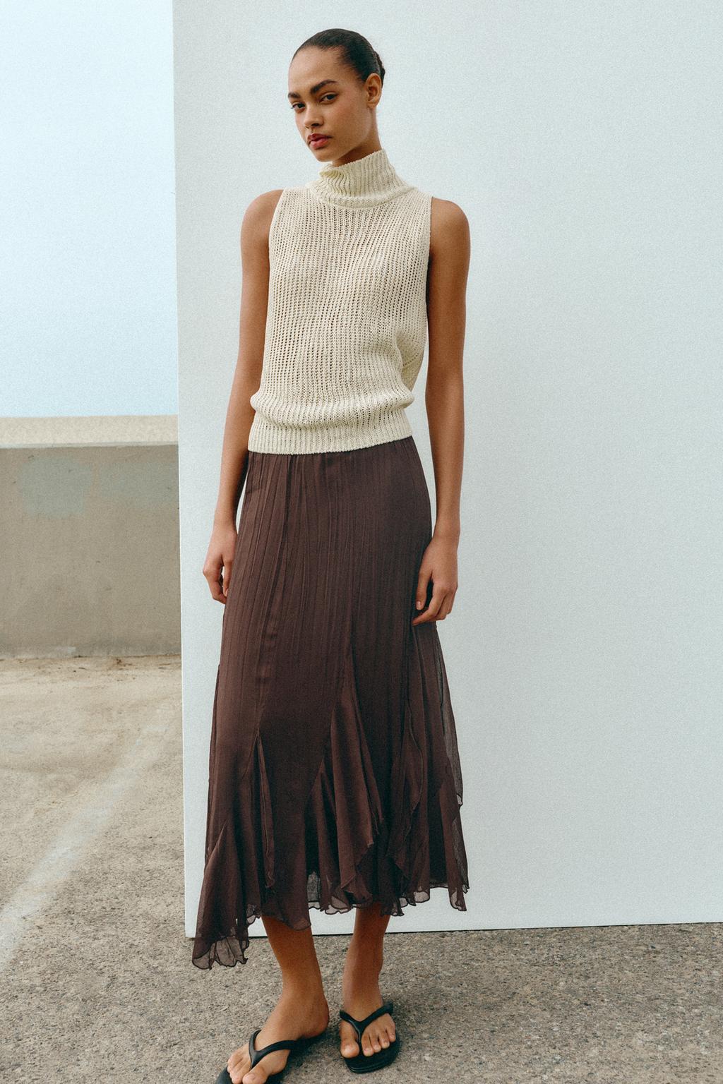 ЮБКА МИДИ С ВОЛАНАМИ И КРУЖЕВОМ