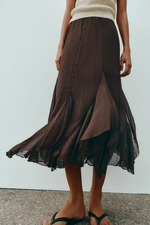 Юбка миди с воланами и кружевом- Заказать в России