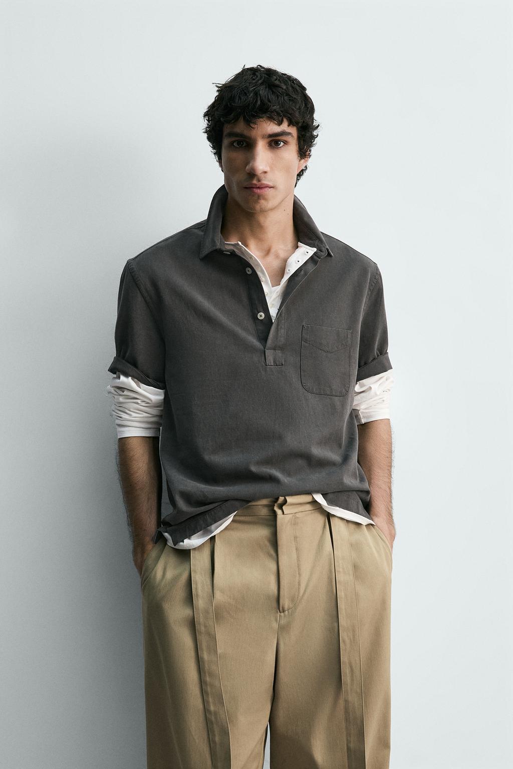 РУБАШКА ПОЛО ИЗ СТРУЯЩЕЙСЯ ТКАНИ