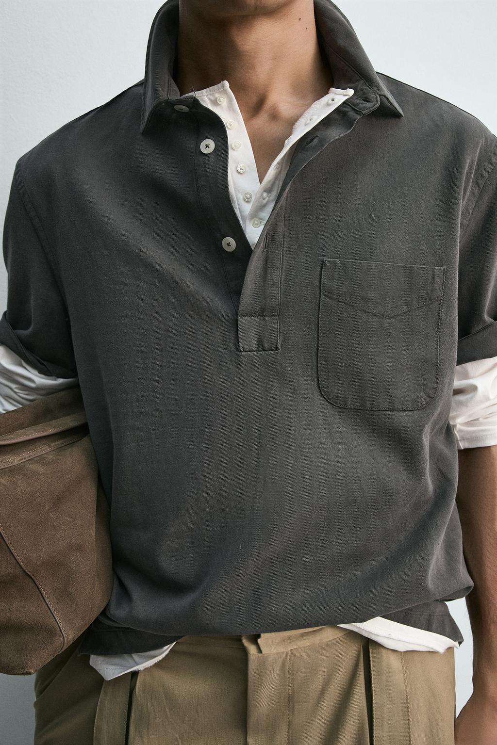 РУБАШКА ПОЛО ИЗ СТРУЯЩЕЙСЯ ТКАНИ