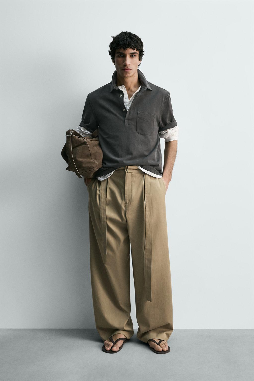 РУБАШКА ПОЛО ИЗ СТРУЯЩЕЙСЯ ТКАНИ