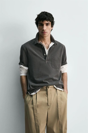 Рубашка поло из струящейся ткани- Заказать в России