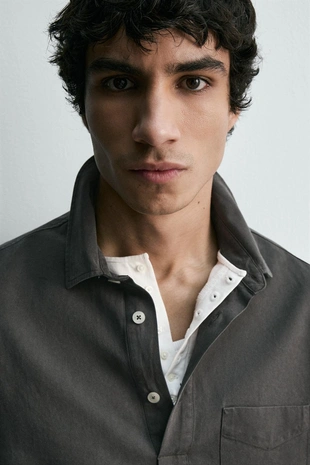 Рубашка поло из струящейся ткани- Заказать в России