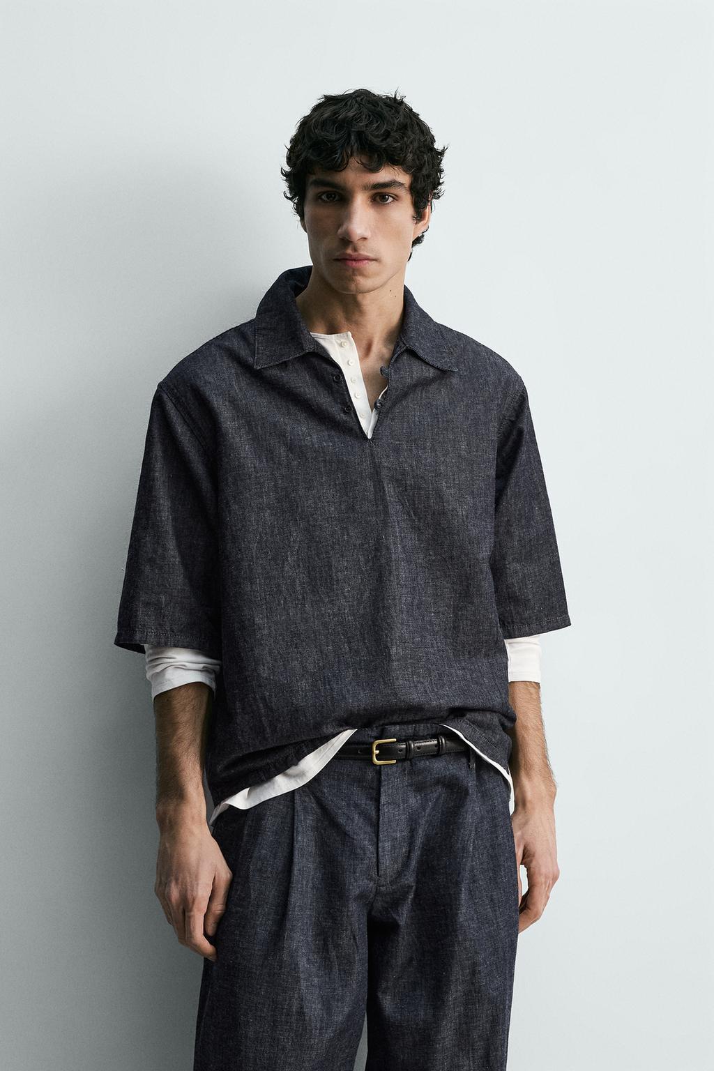 ДЖИНСОВАЯ РУБАШКА ПОЛО СВОБОДНОГО КРОЯ