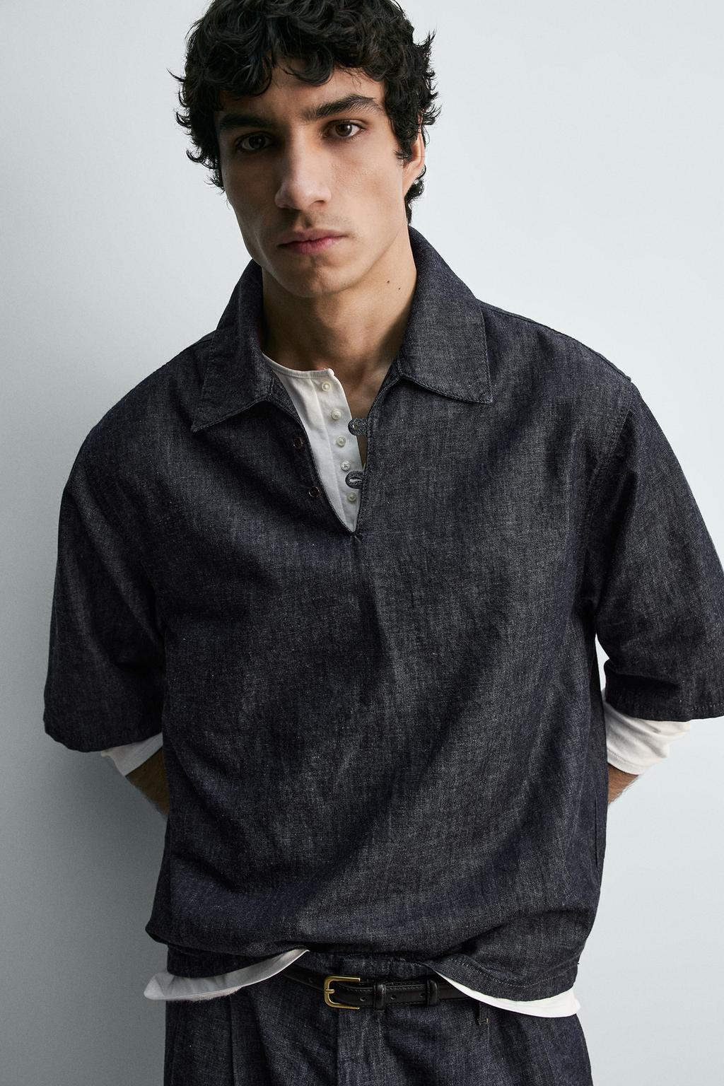 ДЖИНСОВАЯ РУБАШКА ПОЛО СВОБОДНОГО КРОЯ