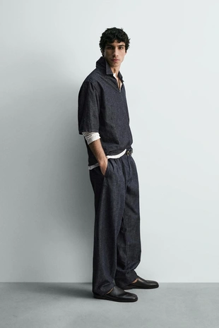 Джинсовая рубашка поло свободного кроя- Заказать в России