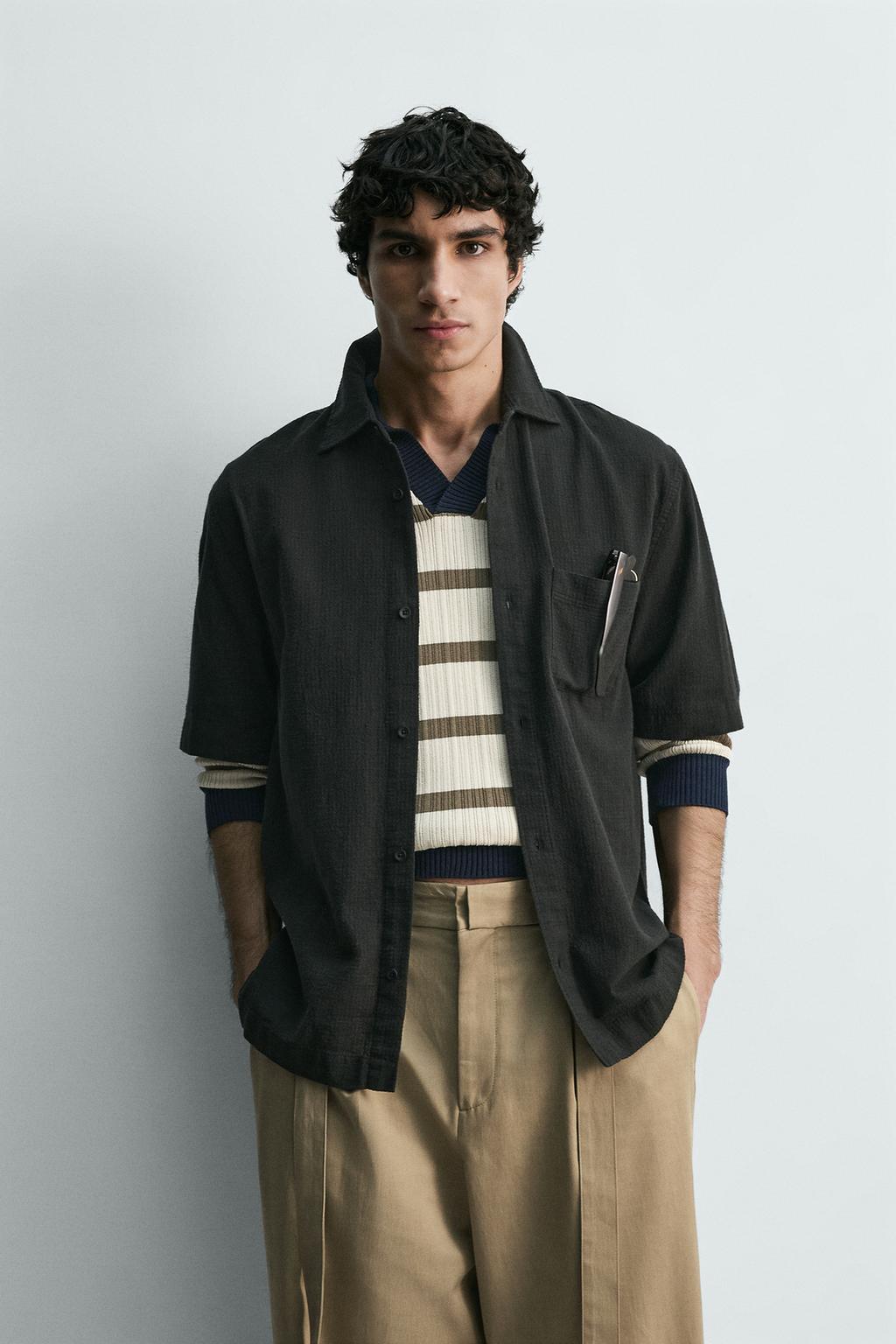 РУБАШКА В КЛЕТКУ ИЗ РЕЛЬЕФНОЙ ТКАНИ