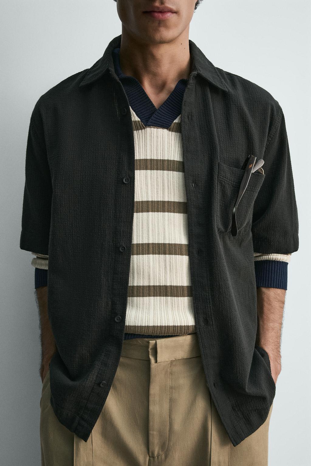 РУБАШКА В КЛЕТКУ ИЗ РЕЛЬЕФНОЙ ТКАНИ