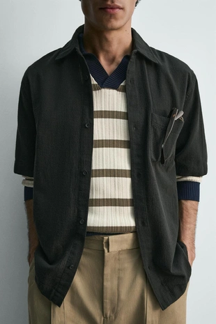 Рубашка в клетку из рельефной ткани- Заказать в России