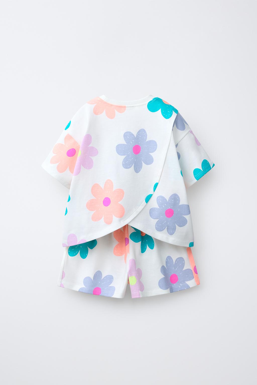 КОМПЛЕКТ ИЗ ФУТБОЛКИ И ШОРТОВ С ЦВЕТОЧНЫМ ПРИНТОМ