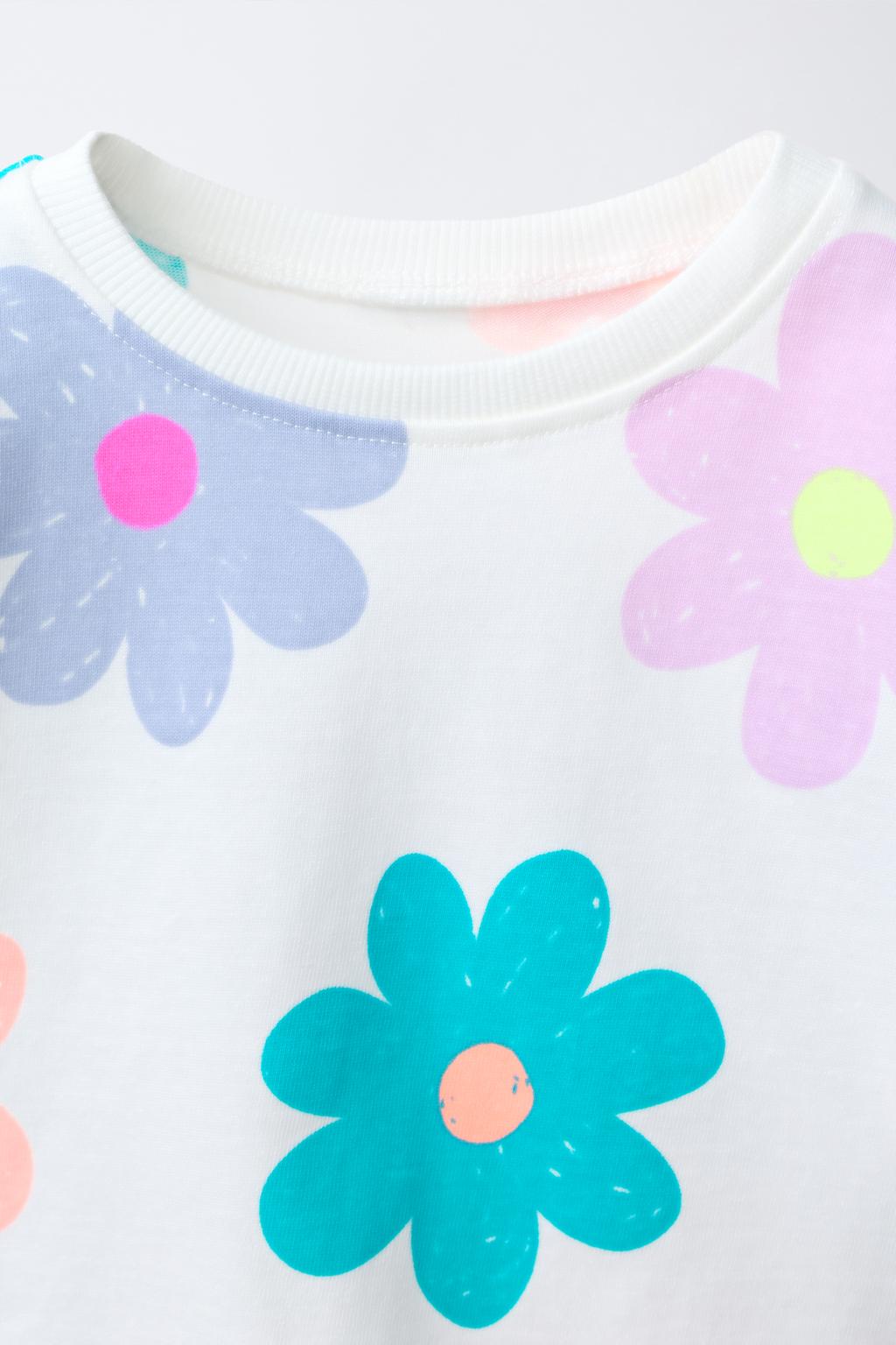 КОМПЛЕКТ ИЗ ФУТБОЛКИ И ШОРТОВ С ЦВЕТОЧНЫМ ПРИНТОМ