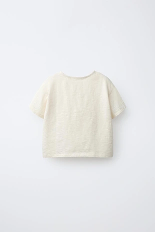 Комбинированная футболка на пуговицах- Заказать в России