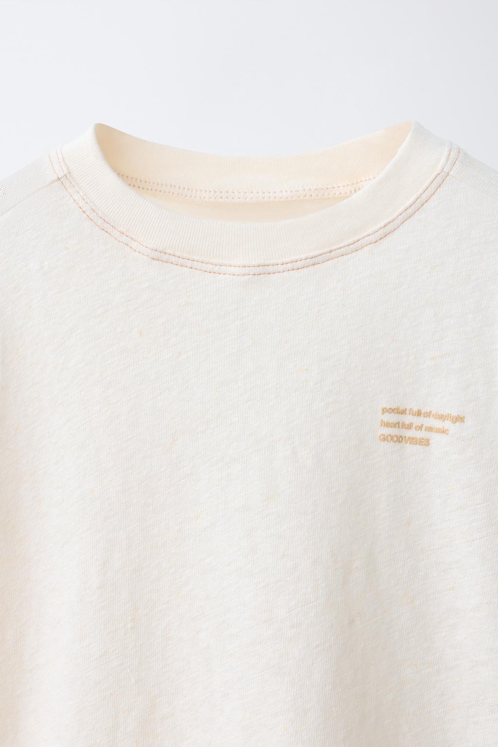 ФУТБОЛКА ИЗ ХЛОПКА И ЛЬНА С НАДПИСЬЮ