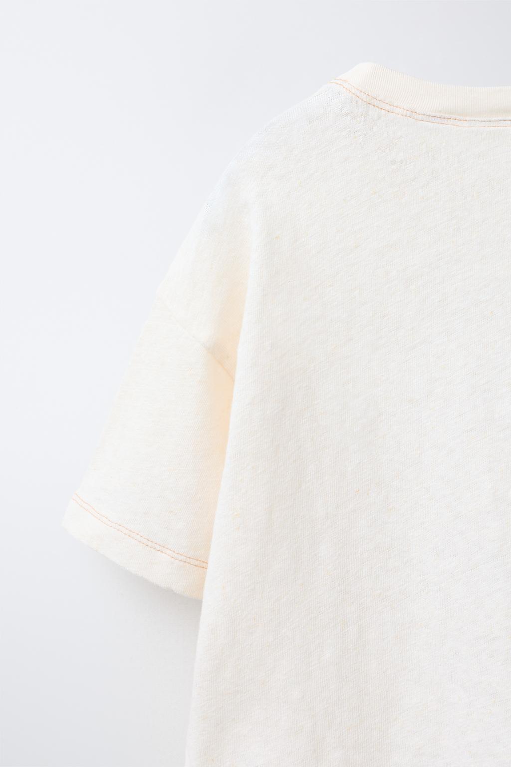 ФУТБОЛКА ИЗ ХЛОПКА И ЛЬНА С НАДПИСЬЮ