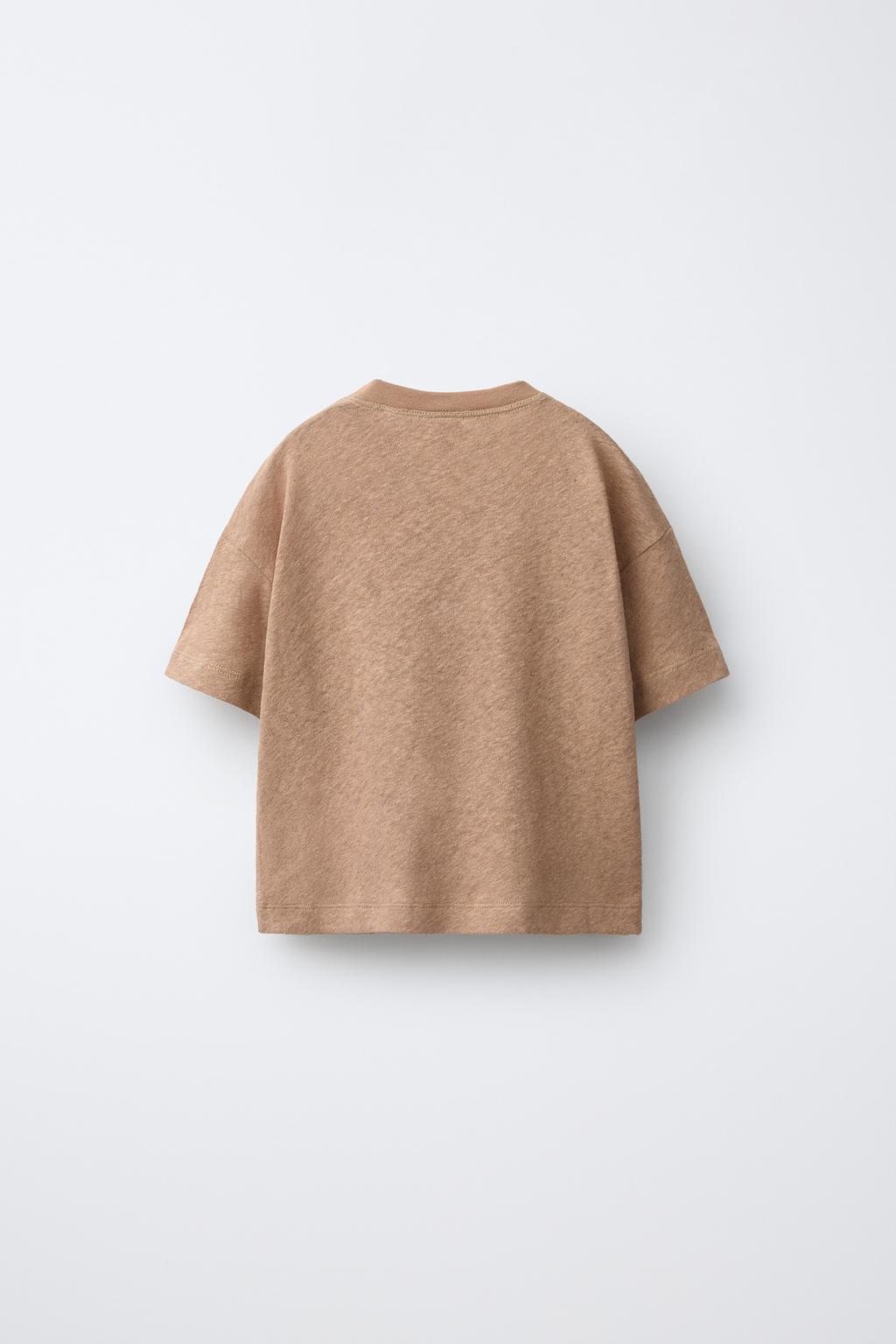 ФУТБОЛКА ИЗ ХЛОПКА И ЛЬНА С НАДПИСЬЮ