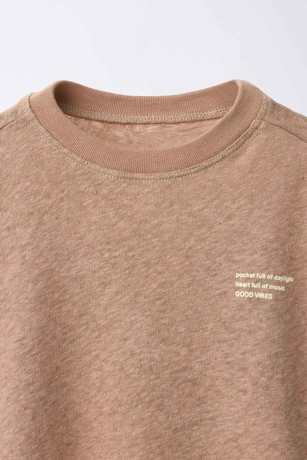 ФУТБОЛКА ИЗ ХЛОПКА И ЛЬНА С НАДПИСЬЮ