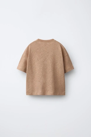 Футболка из хлопка и льна с надписью