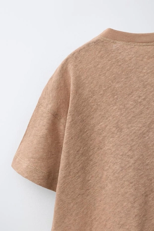 Футболка из хлопка и льна с надписью