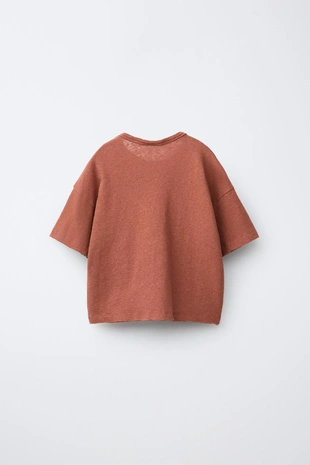 Однотонная футболка из льна и хлопка